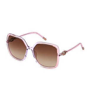 Розови дамски слънчеви очила с кафяви лещи снимка