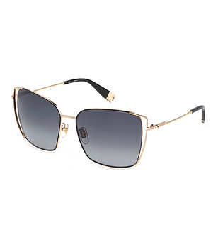 Дамски слънчеви очила в златисто с ефектен дизайн снимка