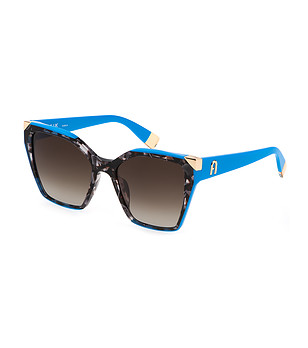 Дамски слънчеви очила в синьо с ефектен кант снимка