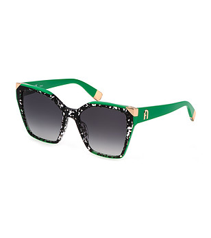 Дамски слънчеви очила в зелено с ефектен кант снимка