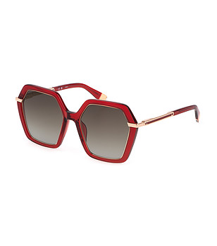 Червени дамски слънчеви очила със златисти дръжки снимка