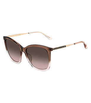 Кафяви дамски слънчеви очила с розово-златисти дръжки снимка