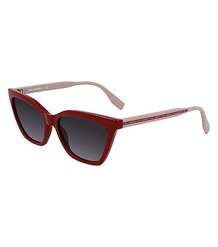 Дамски слънчеви очила в червено с бежови дръжки снимка