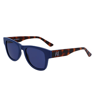 Сини unisex слънчеви очила с кафяви дръжки снимка