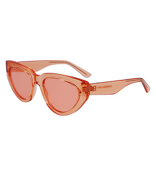 Дамски слънчеви очила в оранжев нюанс с прозрачни рамки снимка