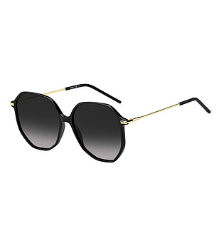 Черни дамски слънчеви очила със златисти дръжки снимка
