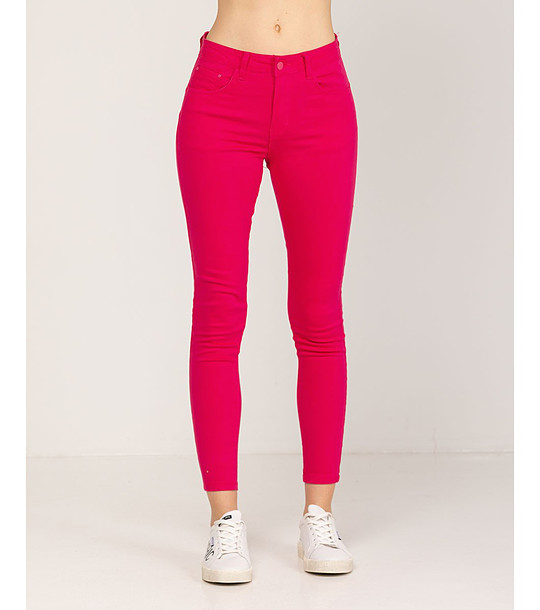 Дамски памучни слим дънки в циклама снимка