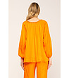 Дамска оversize оранжева блуза от сатен-1 снимка