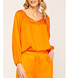 Дамска оversize оранжева блуза от сатен-2 снимка