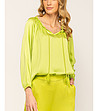 Сатенена дамска зелена оversize блуза-2 снимка