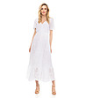 Дълга бяла памучна рокля от английска дантела-0 снимка