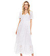 Дълга бяла памучна рокля от английска дантела-2 снимка