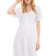 Дълга бяла памучна рокля от английска дантела-3 снимка