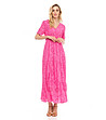 Дълга розова памучна рокля от английска дантела-0 снимка