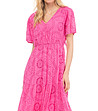Дълга розова памучна рокля от английска дантела-3 снимка
