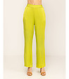 Дамски сатенен панталон в цвят лайм-0 снимка