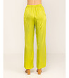 Дамски сатенен панталон в цвят лайм-1 снимка