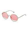 Сребристи кръгли слънчеви очила с розови лещи-0 снимка