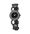 Черен дамски часовник с камъчета и ефектна верижка-0 снимка