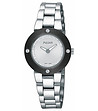 Дамски часовник в сребристо и черно с камъчета-0 снимка