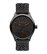 Черен мъжки часовник с ефектна кожена каишка-0 снимка