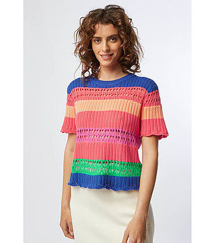 Дамска памучна многоцветна блуза  снимка