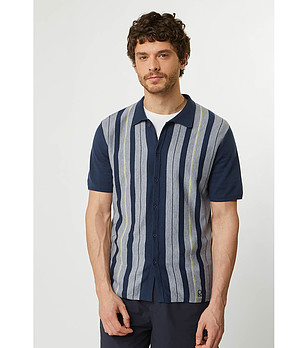 Мъжка риза в синьо и сиво с високо съдържание на памук снимка