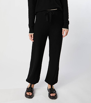 Дамски панталон с памук и лен в черен цвят Ina снимка