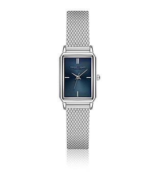 Сребрист дамски часовник със син циферблат Riatta снимка