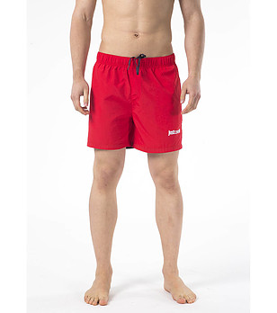 Мъжки шорти за плаж с лого в червен нюанс снимка