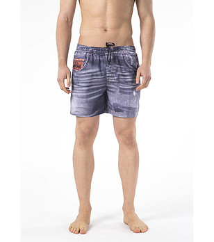 Мъжки шорти за плаж имитация на дънки в син нюанс снимка