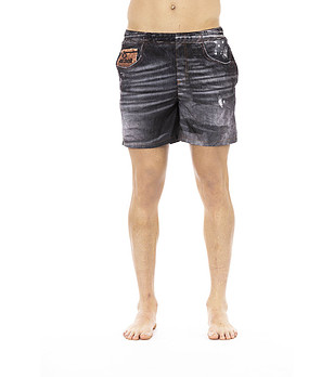 Мъжки шорти за плаж имитация на дънки в сив нюанс снимка