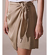 Къса асиметрична бежова пола с лен Scarlet-1 снимка