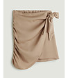 Къса асиметрична бежова пола с лен Scarlet-2 снимка