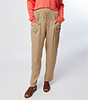 Дамски карго панталон в бежово с лен-0 снимка