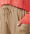 Дамски карго панталон в бежово с лен-3 снимка