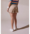 Къси дамски панталони с лен в бежов цвят-1 снимка
