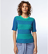 Дамска памучна блуза в синьо и зелено-0 снимка