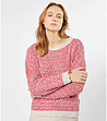 Дамски пуловер в червено и цвят крем с високо съдържание на памук-0 снимка