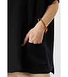 Блуза с къс ръкав с високо съдържание на памук в черно Sanote-3 снимка
