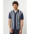 Мъжка риза в синьо и сиво с високо съдържание на памук-0 снимка
