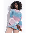 Дамски пуловер с мохер в синьо и розово Angelika-0 снимка