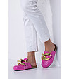 Дамски розови чехли със златист детайл Della-4 снимка