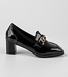 Черни лачени дамски обувки на ток Lena-0 снимка