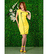 Жълта рокля с декоративни камъни-0 снимка