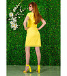 Жълта рокля с декоративни камъни-1 снимка