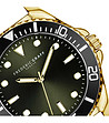 Златист мъжки часовник с черен циферблат със златист оттенък-2 снимка