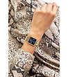 Златист дамски часовник със син циферблат Nick-1 снимка