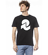 Черна памучна мъжка тениска с лого-0 снимка