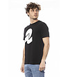 Черна памучна мъжка тениска с лого-2 снимка